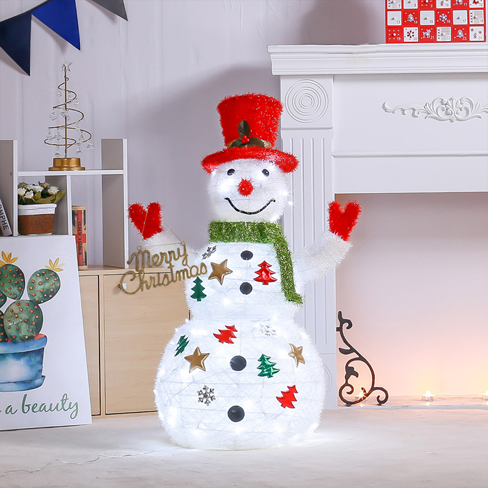90cm LED 빨간모자 허그 눈사람 크리스마스 장식소품